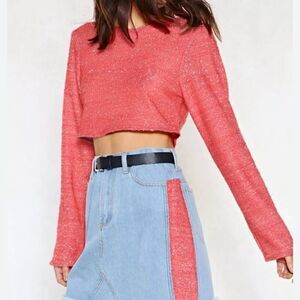 NWT Nasty Gal Rise Above Textured Knit Crop Top